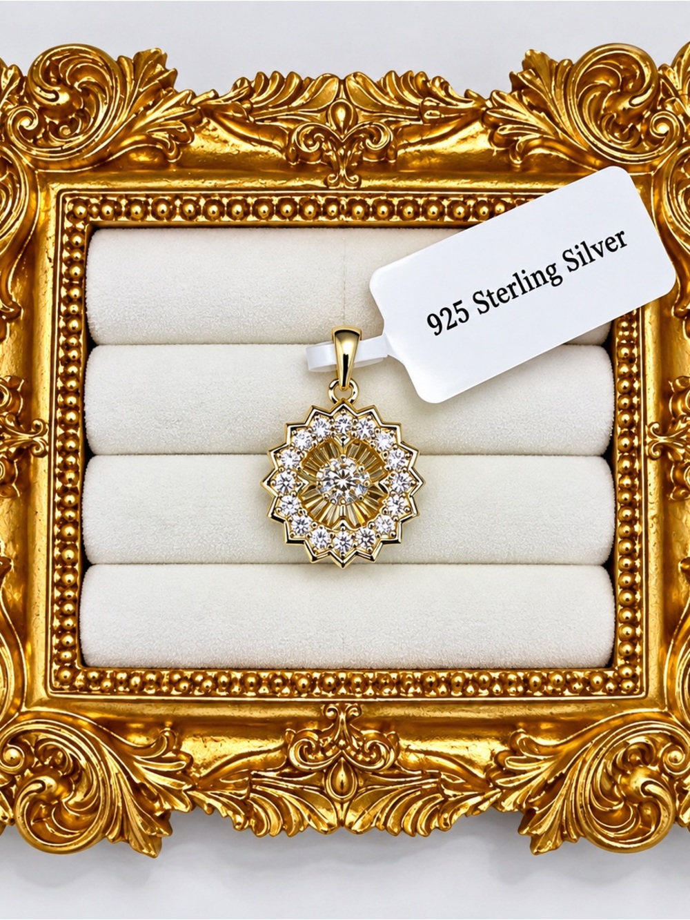 14 karat gold over sterling silver floating pendant. $390 retail.